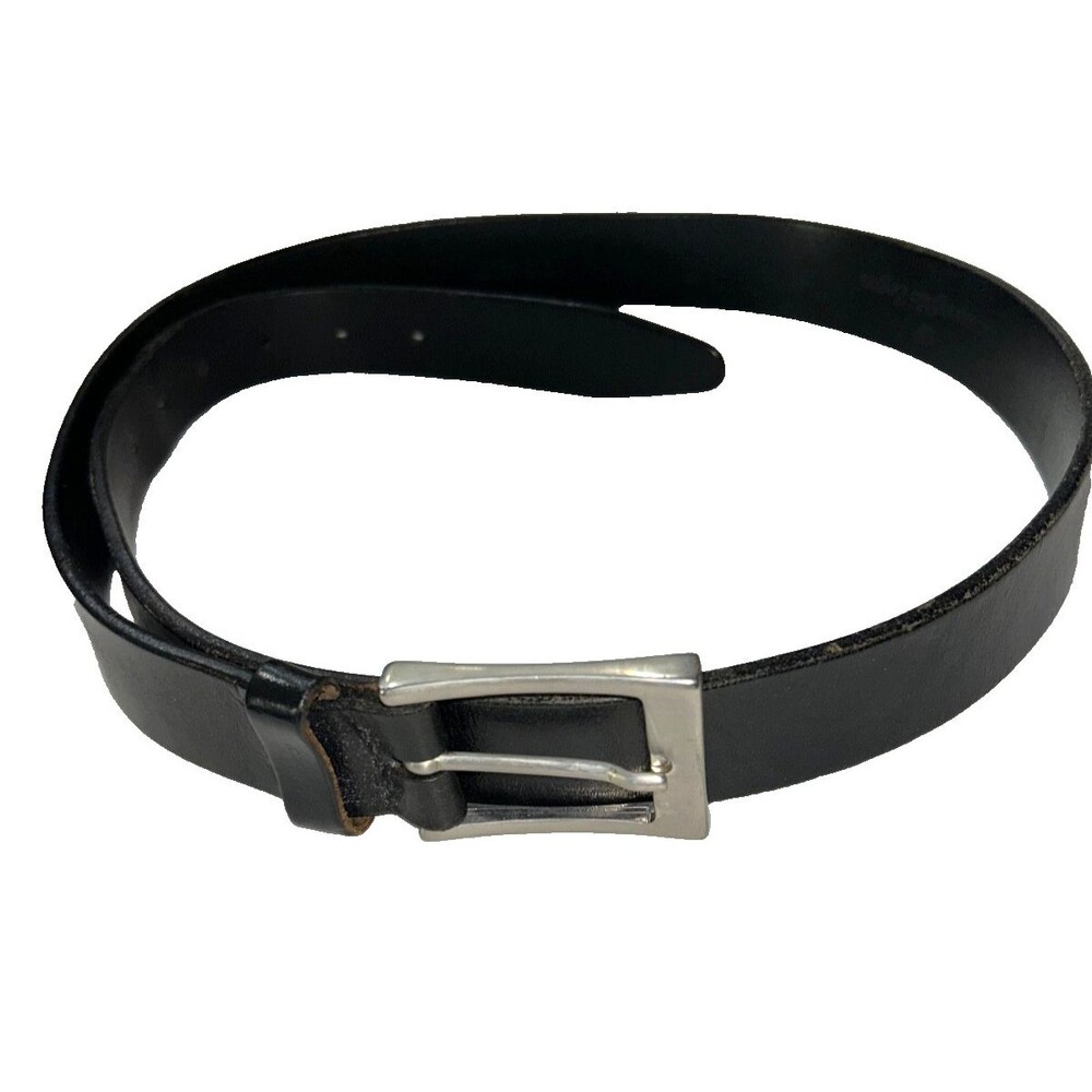 Ermenegildo Zegna Men’s Genuine Leather Belt size 115/100 Black Silver Buckle
